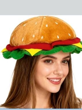 Novelty burger funny costume hat size adult/youth